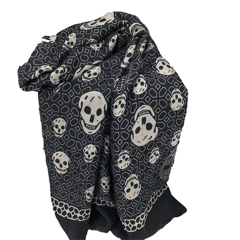 Black and Tan Skull Pattern Scarf
